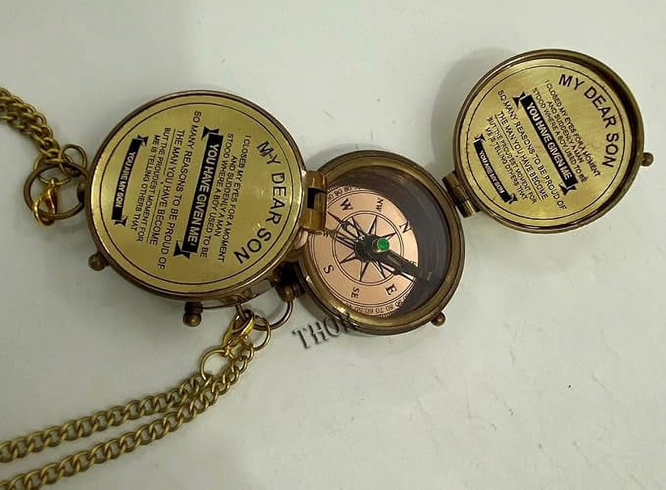 Engraved Compass My Dear Son Brass Compass Engraved Gifts for Men Antique for Men Romantic Gifts for Him/Her Keepsake Gifts for Son Compass Boating Compass Direction Pocket Compass Gift