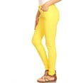 thumbnail image 2 of Women's Stretchy Slim Jeggings with 5 Pockets Cotton Blend, Yellow Medium, 2 of 3
