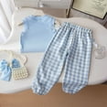 thumbnail image 5 of Hienoo Toddler Girls Summer Outfits Sleeveless Ribbed Tank Top Plaid Pants Set, Sizes 2-3T, 5 of 5