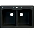 thumbnail image 3 of Transolid Aversa 33in x 22in silQ Granite Drop-in Double Bowl Kitchen Sink with 3 CBD Faucet Holes, in Black, 3 of 4