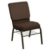 HERCULES Series 18.5''W Church Chair in Shire Espresso Fabric with Book Rack - Gold Vein Frame