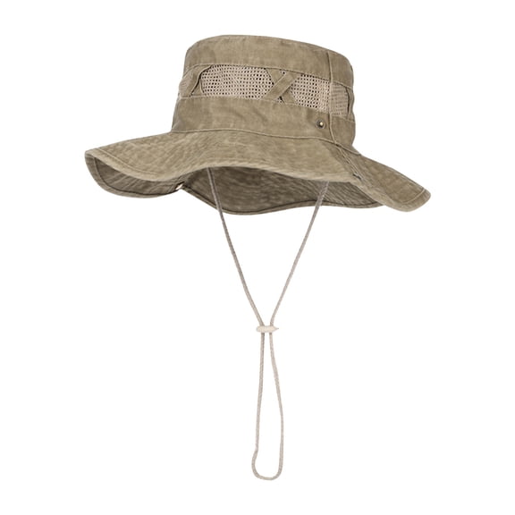 Wide Brim Sun Hat Rotection Waterproof Packable Cotton Bucket Hat For Men Women Fishing Hiking Beach Garden Khaki