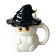 thumbnail image 2 of DefiDgd Cat Shaped Ceramic Mug with Witch Hat Lid,Cute Novelty Cat Water Cup,Decorative Drinkware for Novelty Office Desk Party Home Daily Drinking Use(I), 2 of 9