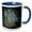 Blue/White, variant on 3drose, Pretty Light Blue Art Deco Floral on a Grunge Brown Background, 11oz Mug