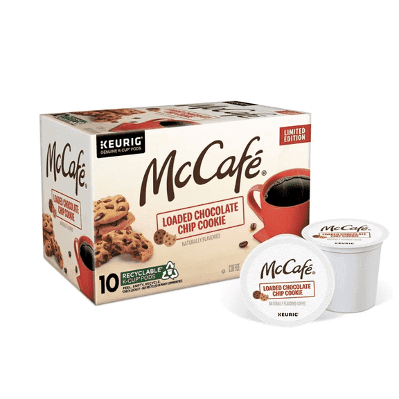 McCafe Loaded Chocolate Chip Cookie, Single Serve Keurig K-Cup Pods, Flavored Coffee, Limited Edition, 10-Count Box