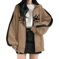 thumbnail image 1 of Chaqueta Gibobby estilo clásico Sudadera con capucha para mujer Estampado con cremallera Suelta Streetwear caqui XL, 1 of 4
