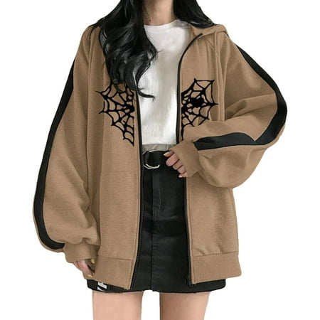 

Larisalt Scrub Jackets For Women Womens Zip Up Long Hoodie Jacket Tunic Sweatshirt Open Front Cardigan Khaki M