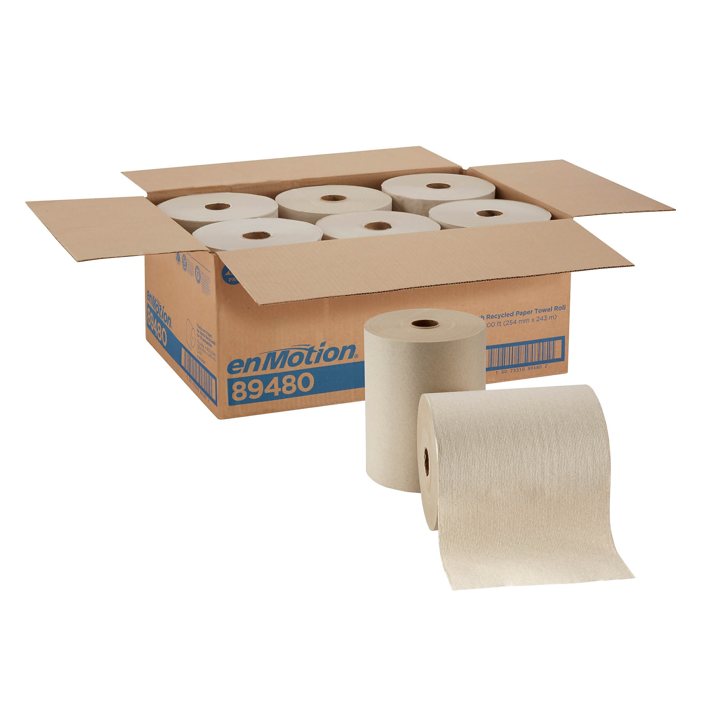 ENMOTION® 10” RECYCLED PAPER TOWEL ROLLS BY GP PRO WHITE 6 ROLLS 89470 