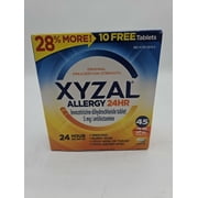 Xyzal 24 Hour Antihistamine Medicine Tablets for Adult Allergy Relief, Levocetirizine, 5 mg, (35 + 10 Bonus Pack) 45 Tablets