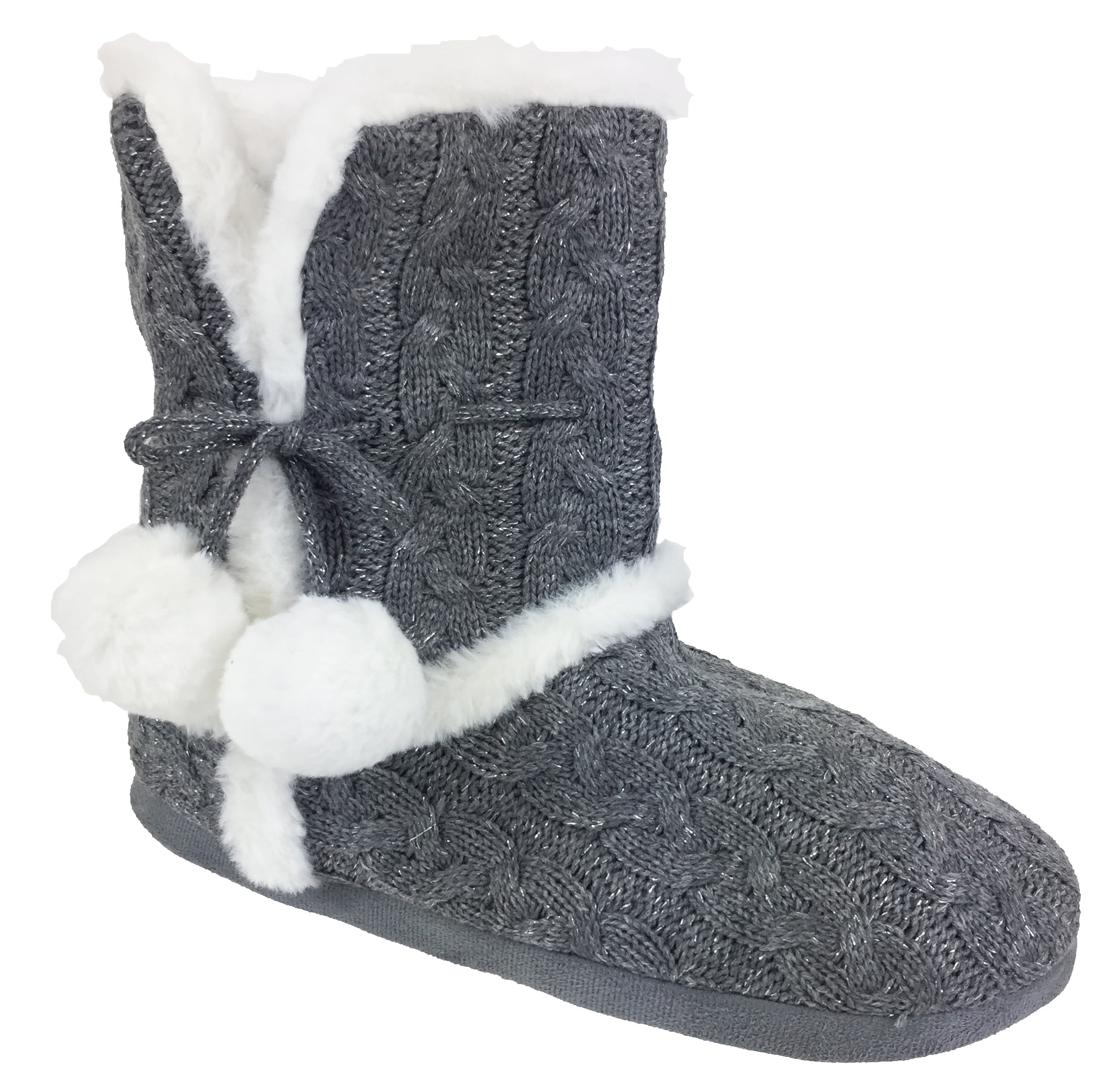 Ladies Slippers Womens Ankle Boots New Pompom Winter Warm Fur Booties Size 3-9 