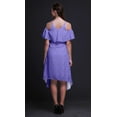 thumbnail image 4 of Bimba Robe Midi Tunique de Fête pour Femmes à Épaules Dénudées à Manches Volantées à Imprimé Bloc - Petit, 4 of 6
