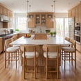 thumbnail image 3 of Guyou 25" Counter Height Bar Stools Set of 2, Modern Chenille Upholstered Round Counter Stools with Natural Woven Rope Back, Boho Barstools, Farmhouse Armless Bar Stools for Kitchen, Beige, 3 of 14