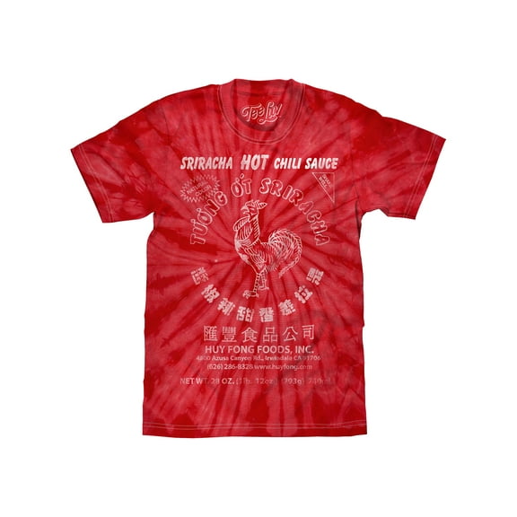 Tee Luv Men's Faded Tuong Ot Sriracha Hot Chili Sauce Logo Tie Dye Shirt (L)
