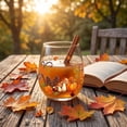 thumbnail image 5 of Autumn Stemless Glass Fall Clear Drinking Tumbler Thanksgiving Squirrel Pumpkin Maple Leaf Printed Table Drinkware for Juice Beverages for Home Dinner Party Gathering, 5 of 5