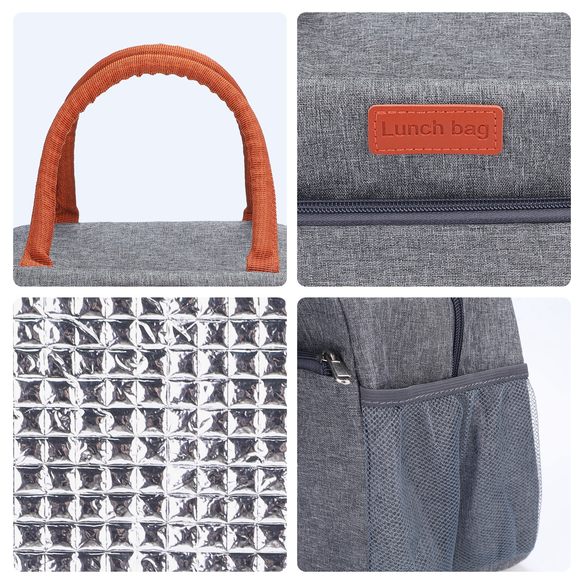 Unique Bargains Insulated Bag Lunch Bag Cooler Bag for Work Office Gray