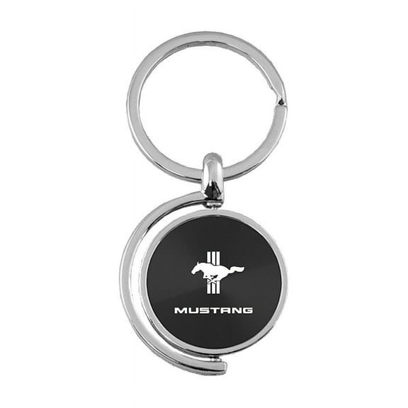 Au-TOMOTIVE GOLD Mustang Tri-Bar Black Spinner Key Fob
