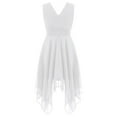 thumbnail image 2 of MSemis Kids Flower Girls V Neck Ruched Waist A Line Wedding Party Chiffon Gown, 2 of 2