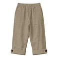 thumbnail image 4 of Only Moment Women's Summer Shorts Cotton Wide Leg Summer Jean Shorts with Pockets Basketball Shorts Khaki,M, 4 of 4