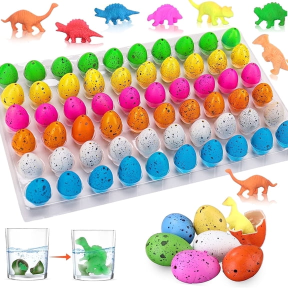 60 Pcs Hatching Dinosaur Eggs - Birthday Party Supplies - Dinosaur Party Supplies for Kids 3-12 - Party Favors Goodie Bags- Easter Basket Stuffers