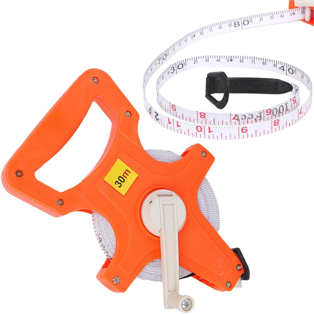 yaaqii Open Reel Fiberglass Tape Yard Measure Inch Metric Scale 20/30/50/100 Meters