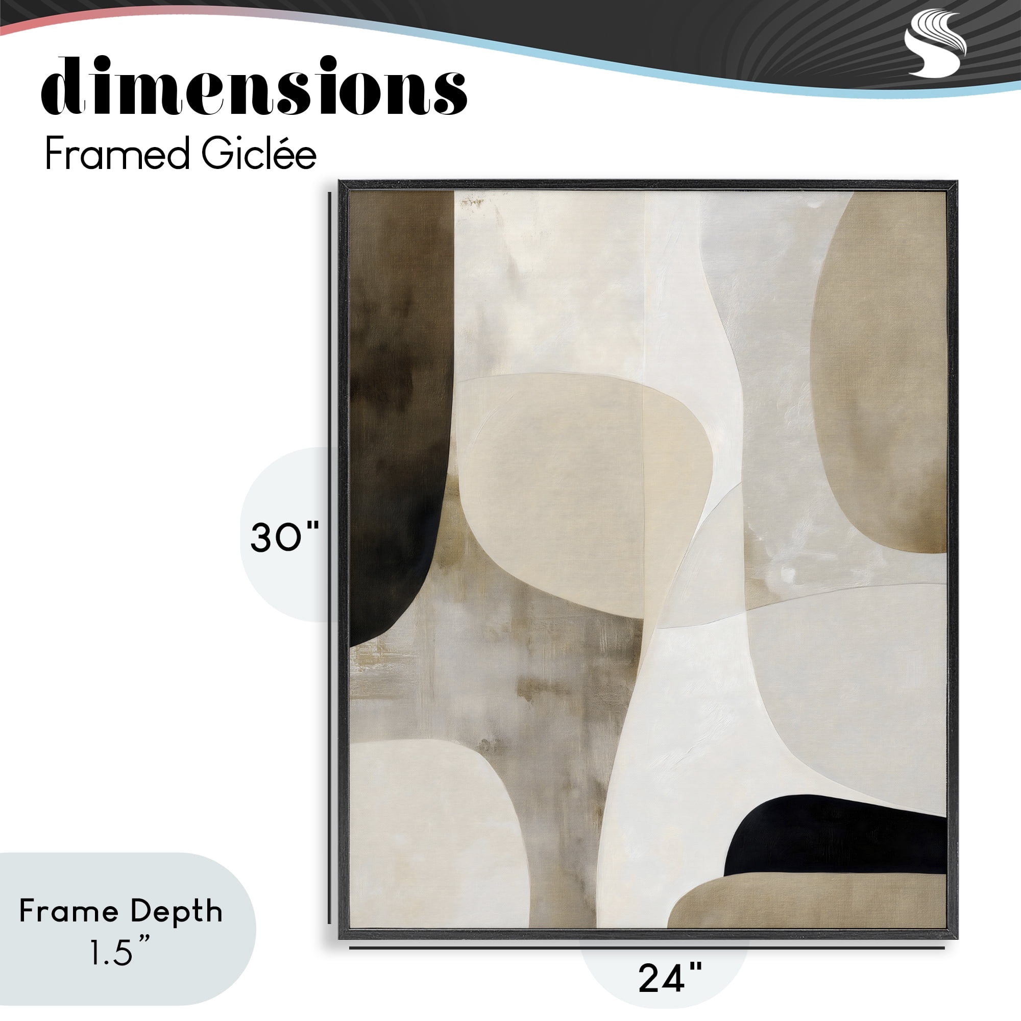 Stupell Industries Tan Shapes Organic Balance Black Framed Giclee Art, design by Ink Drop Loft