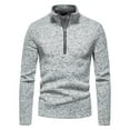 thumbnail image 2 of Men's Casual Autumn Solid Turtleneck Zipper Collar Blouse Long Sleeve Tops Men's Tees XL, 2 of 9