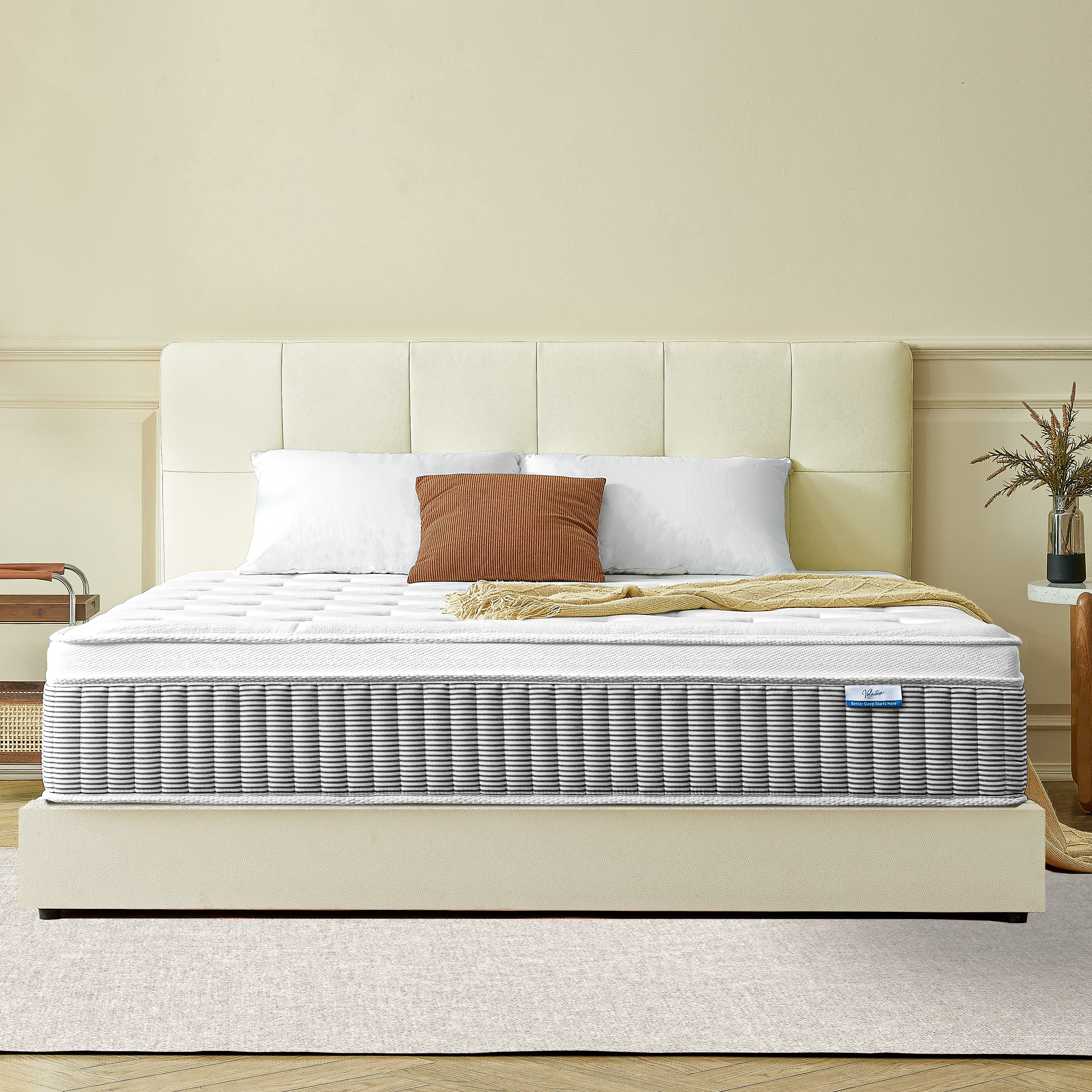 Volantica 12 inch Queen Hybrid Mattress in a Box, Memory Foam and Individually Wrapped Pocket Coils, Medium Firm, Pressure Relief & Motion Isolation, Cooling Gel & Edge Support, CertiPUR-US Certified