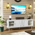 thumbnail image 4 of HLR 63" Modern Wood TV Stand with 3D Flower Pattern for TV Up To 75", Entertainment Center with Storage, White, 4 of 8