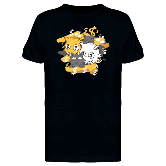 Happy Kittens And Money Cash T-Shirt Men -Image by Shutterstock, Male Large
