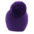 thumbnail image 3 of Women's Cute Knit Fuzzy Pompom Winter Beanie Hat, Purple, 3 of 3