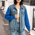 thumbnail image 5 of Hvogkswy Hooded Denim Jacket for Women Long Sleeve Button Down Jean Jacket with Multi-Pocket Fall/Winter Casual Warm Denim Jacket, 5 of 8