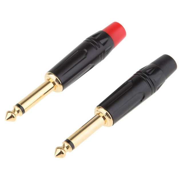 Conector de audio mono macho chapado en oro de 6,5 mm Sunnimix 2 piezas