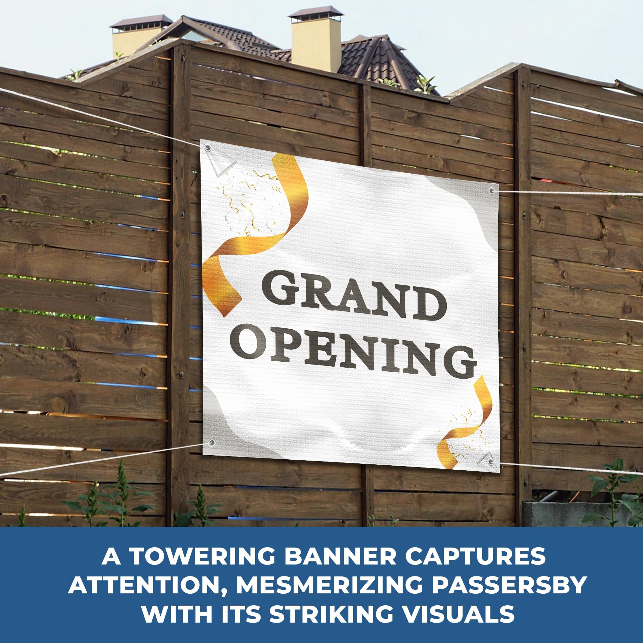 Grand Opening Banner Sign For Outdoor-Indoor Use 4x4 Ft Large Custom Banner and Signs with Hanging Rope Grand Opening Backdrop for Party Decor Oxford Cloth Sublimation Banner for Easy Hang