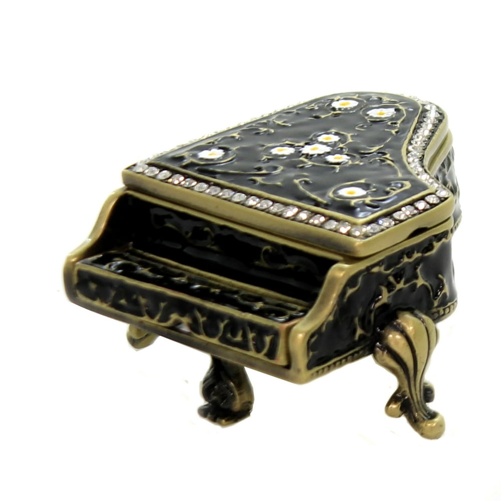 Hinged Trinket Box Hinged Trinket Box PIANO HINGED TRINKET BOX Metal Enamel Crystal 3366