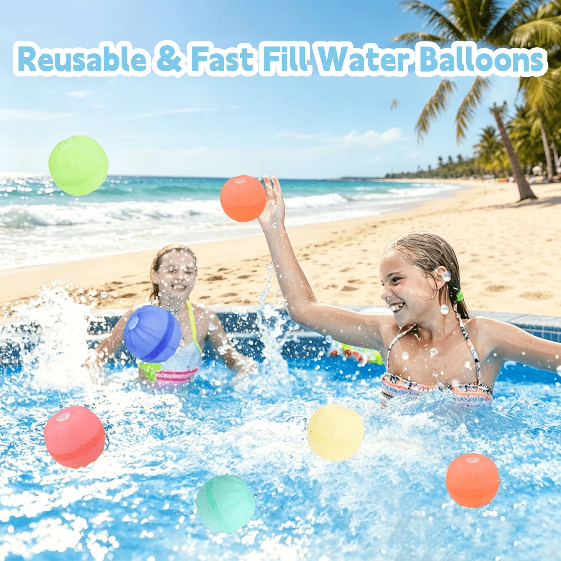Bobby.Duck 16PCS Reusable Silicone Water Ball, Quick Fill & Self-Sealing Splash Balls for Kids, Unbreakable Water Toys for Water Fight, Pool, Beach, Summer Outdoor Games