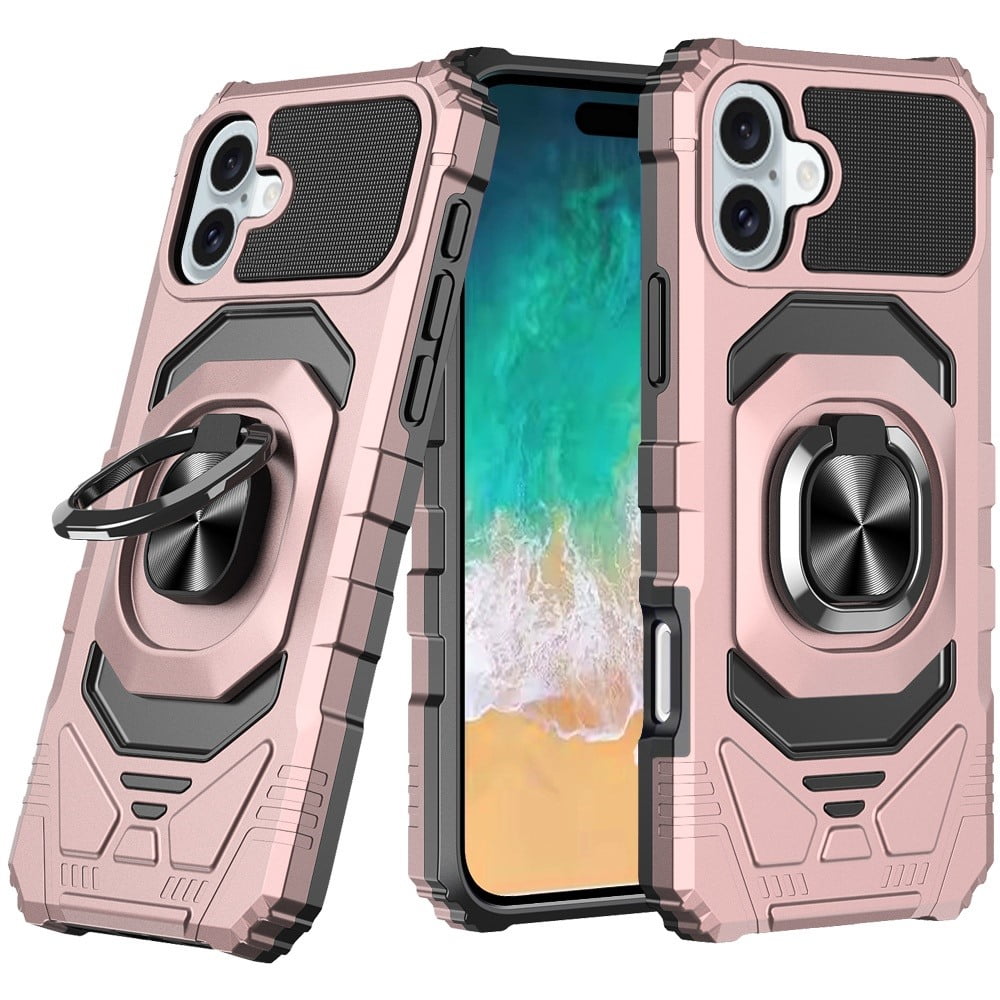 For TCL 50 XE 5G Hybrid Dual Layer with 360° Rotate Magnetic Ring Stand Holder Kickstand TPU Rugged PC Shockproof Cover ,Xpm Phone Case [ Rose Gold ]