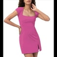 thumbnail image 3 of Vestido Deportivo de Golf para Mujer, Corta, Cuello Cuadrado, Abertura Lateral, Doble Forro, Rosa, Talla L, 3 of 9