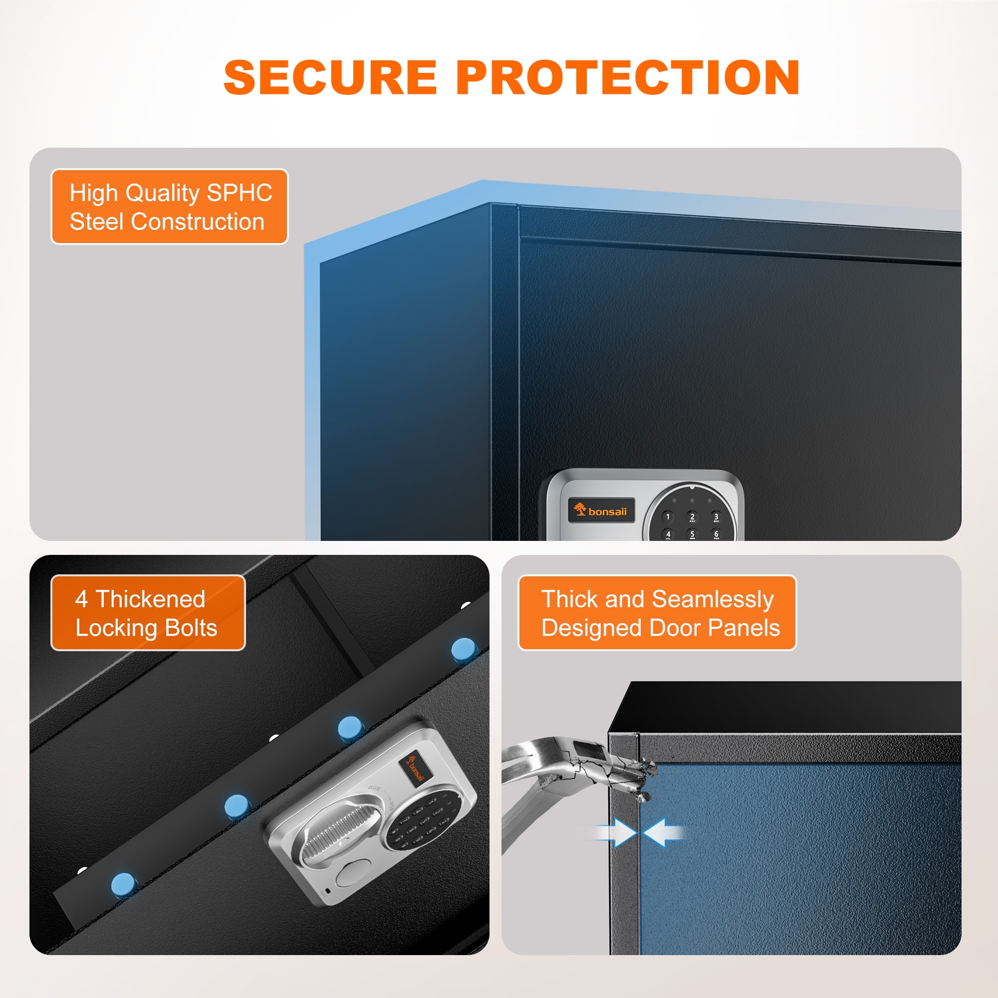 Bonsaii 1.8 Cubic Feet Safe Box Electronic Security Document Home Safe with Digital Keypad