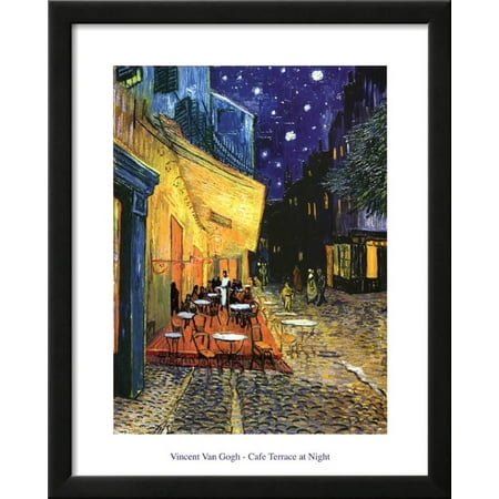 - Vincent Van Gogh Cafe Terrace At Night Art Print Poster Framed Art Print Wall Art - 18x2