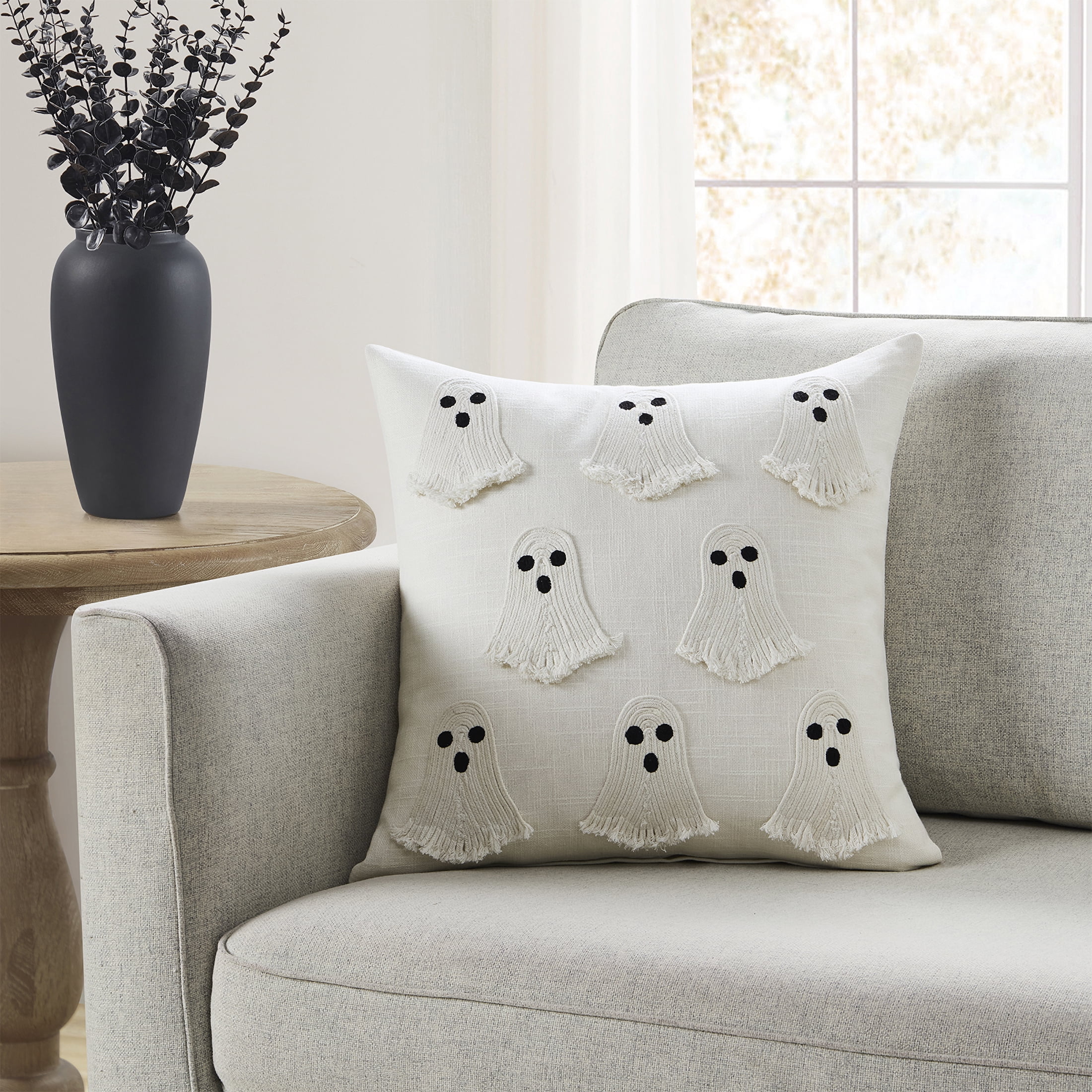 My Texas House 18" x 18" Ghost Ivory Embroidery Decorative Pillow Cover