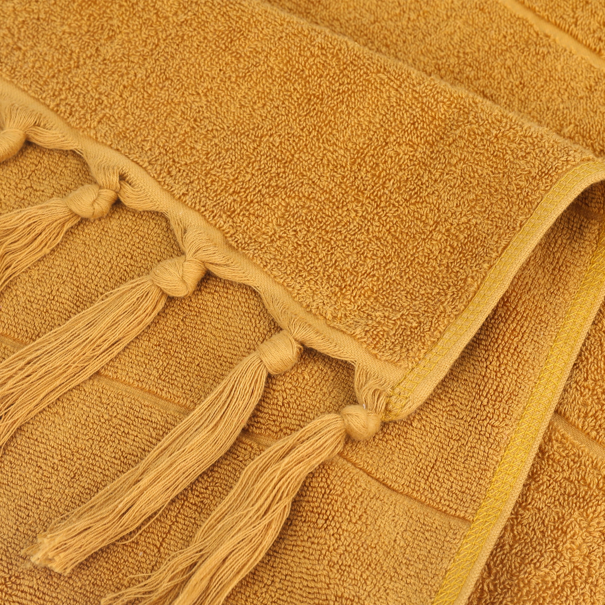 Unique Bargains 2 Pack Soft Decorative Hand Towel Yellow/Grey 14"x30"/13"x29"