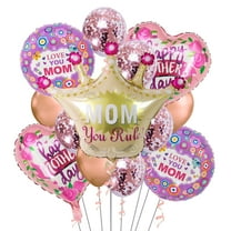 Cymylar Mother's Day Crown Foil Balloon, Pink Mother's Birthday Gift for Mom Balloon (15Pcs)