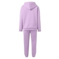 thumbnail image 4 of Letdown 2 Pieces Tracksuits Pant Suits Long Sleeve Zipper Up Jackets Wide Leg Pants Loungewear Matching Sweatsuits Sets (Light Purple, L), 4 of 5