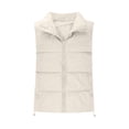 thumbnail image 4 of BSDJILFG Womens Puffer Vests Quilted Down Jackets Medium Long Cardigan Vests Sleeveless Casual Solid Color Puffer Coats, 4 of 9