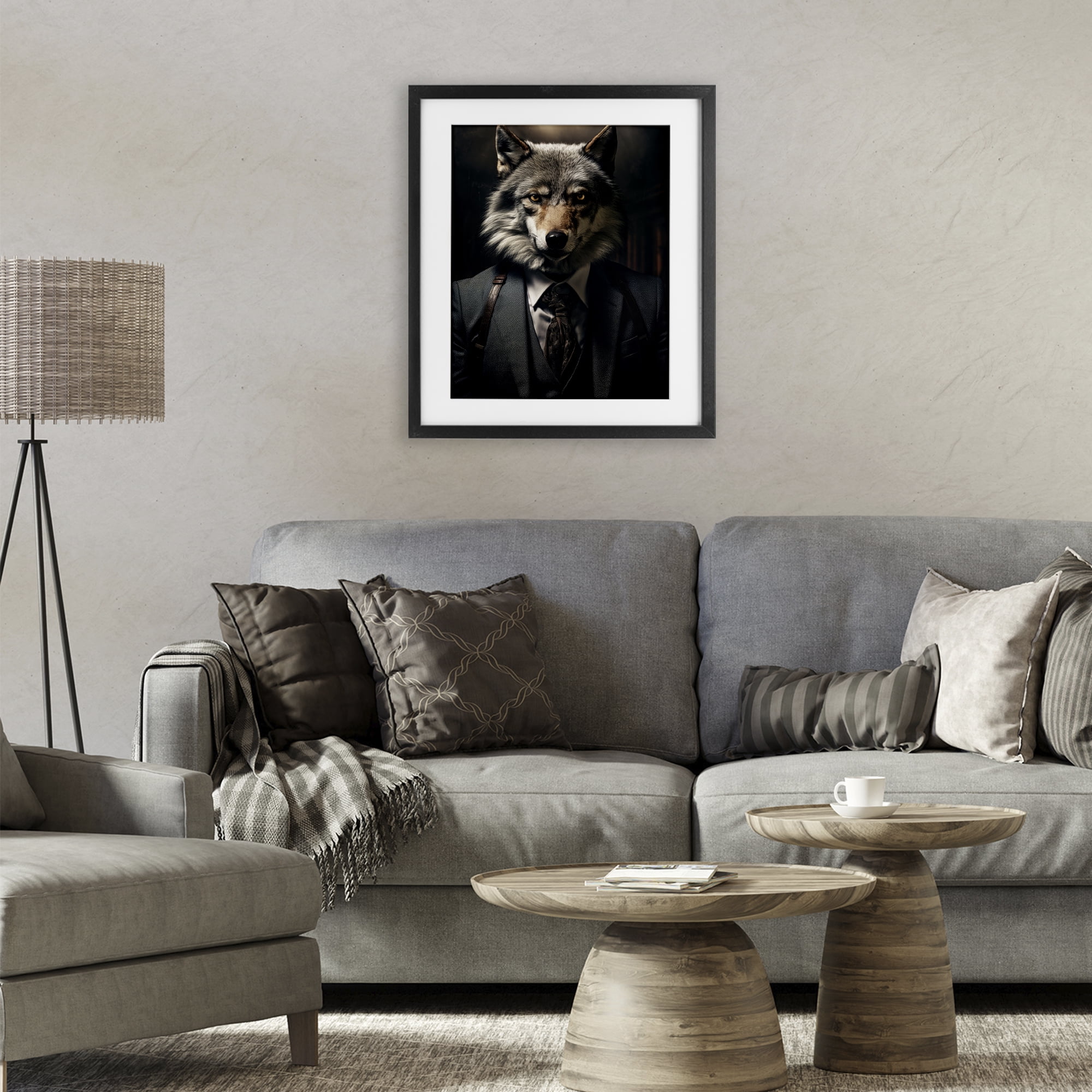 Stupell Industries Trendy Wall Street Wolf Black Framed Print Under Glass, design by Ray Powers