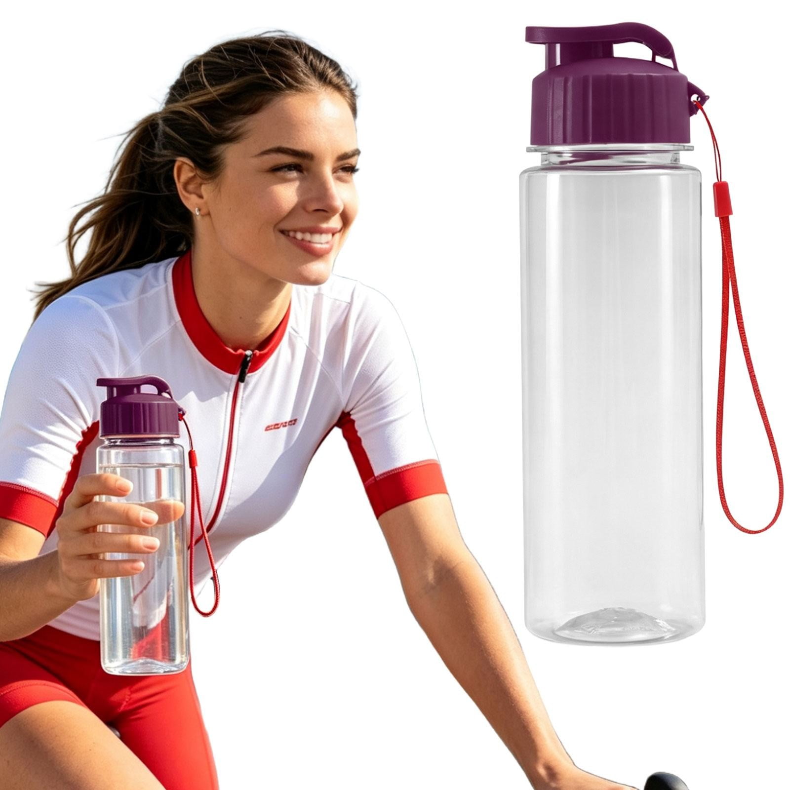 18.6oz Clear Water Bottle Plastic Water Bottle with Flip Top Lid Sports Water Bottle with Lanyard Leak Proof Reusable Drink Bottle Travel Water Bottle Gym Hiking Water Container Coffee