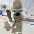 thumbnail image 4 of Daznico Ribbed Knit Beanie Hat Scarf Gloves 3-Piece Set Soft Yarn Cozy Stylish Winter Accessories for Cold Weather Daily Outdoor Wear, 4 of 5