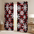 thumbnail image 2 of jejeloiu Christmas Snowflake Black Out Curtains,Abstract Geometric Grid Curtains Pack of 2 (42x63 Each),Red White Black Bedroom Curtains For Boy Kids,Microfiber Bedroom Decor, 2 of 6