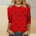 thumbnail image 2 of Sriper Three Quarter Sleeve Tops for Women (Pack),Solid Color Crew Neck Shirts,2025 Fall Blouses,Tunic Pullover,Over 50 Plus Size Outfits,Camisetas Mujer Red M, 2 of 7