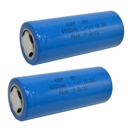 HQRP 4000mAh Battery 2-Pack for 26650 IMR-26650 ICR26650 3.7V Led Flashlight +